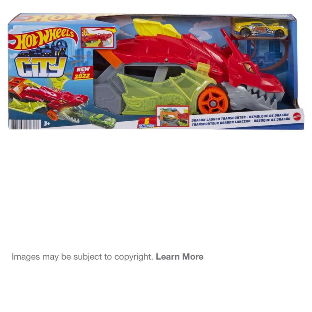 Hot Wheels NWT City Dragon Launcher Transporter - Red and Yellow